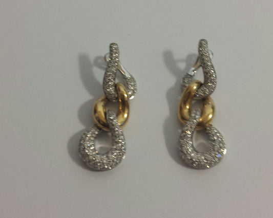ARETES 18KT ORO AMARILLO BLANCO CON DIAMANTES