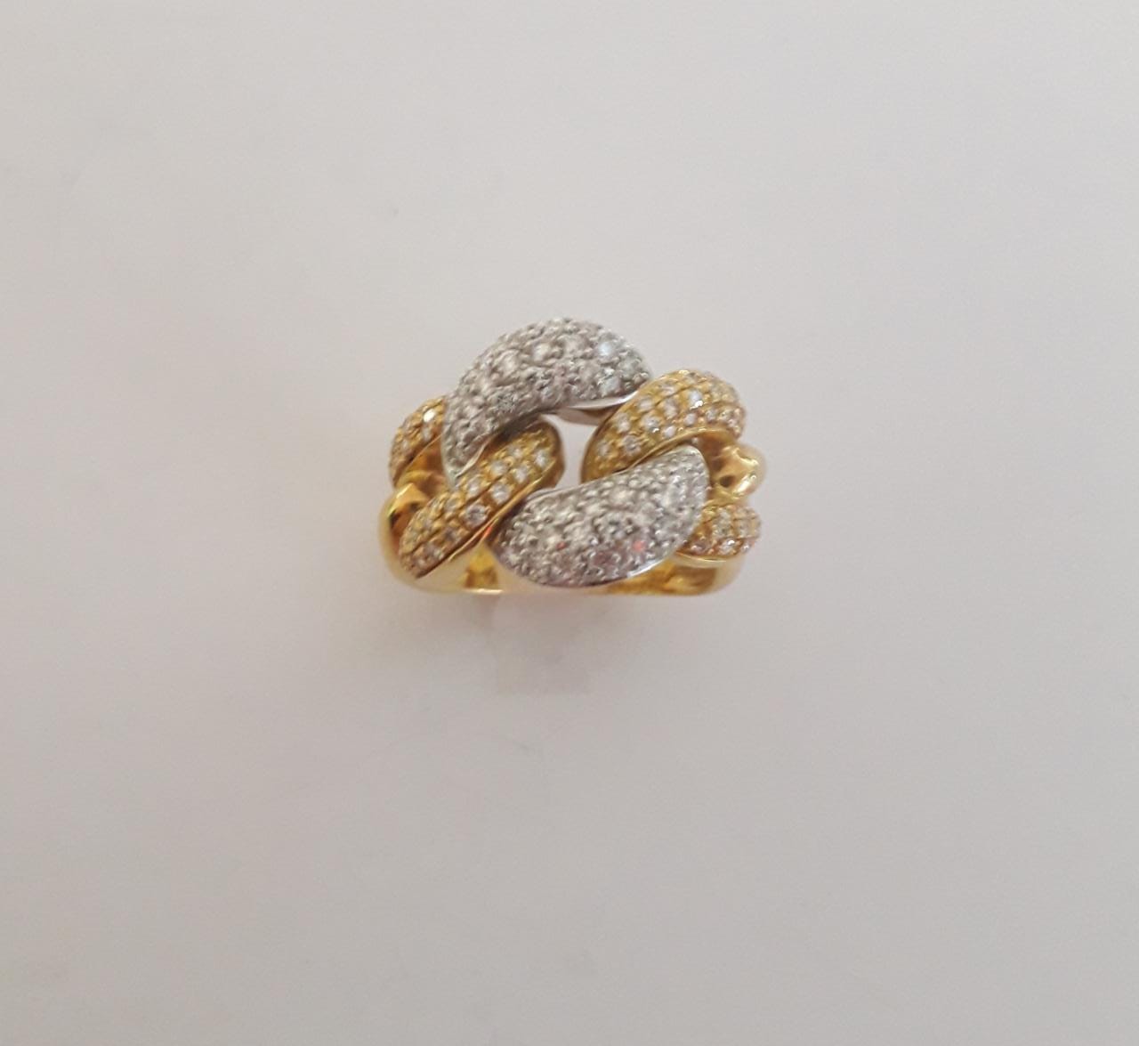 ANILLO 18KT ORO AMARILLO BLANCO Y DIAMANTES