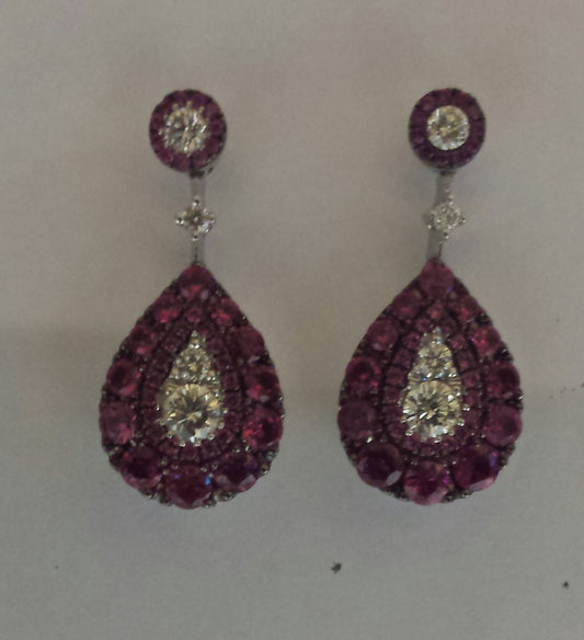 ARETE ORO DE RUBI Y DIAMANTE