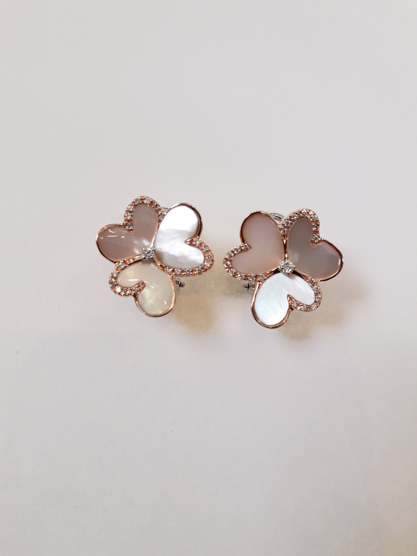 ARETES FLOR ORO ROSADO 18KT