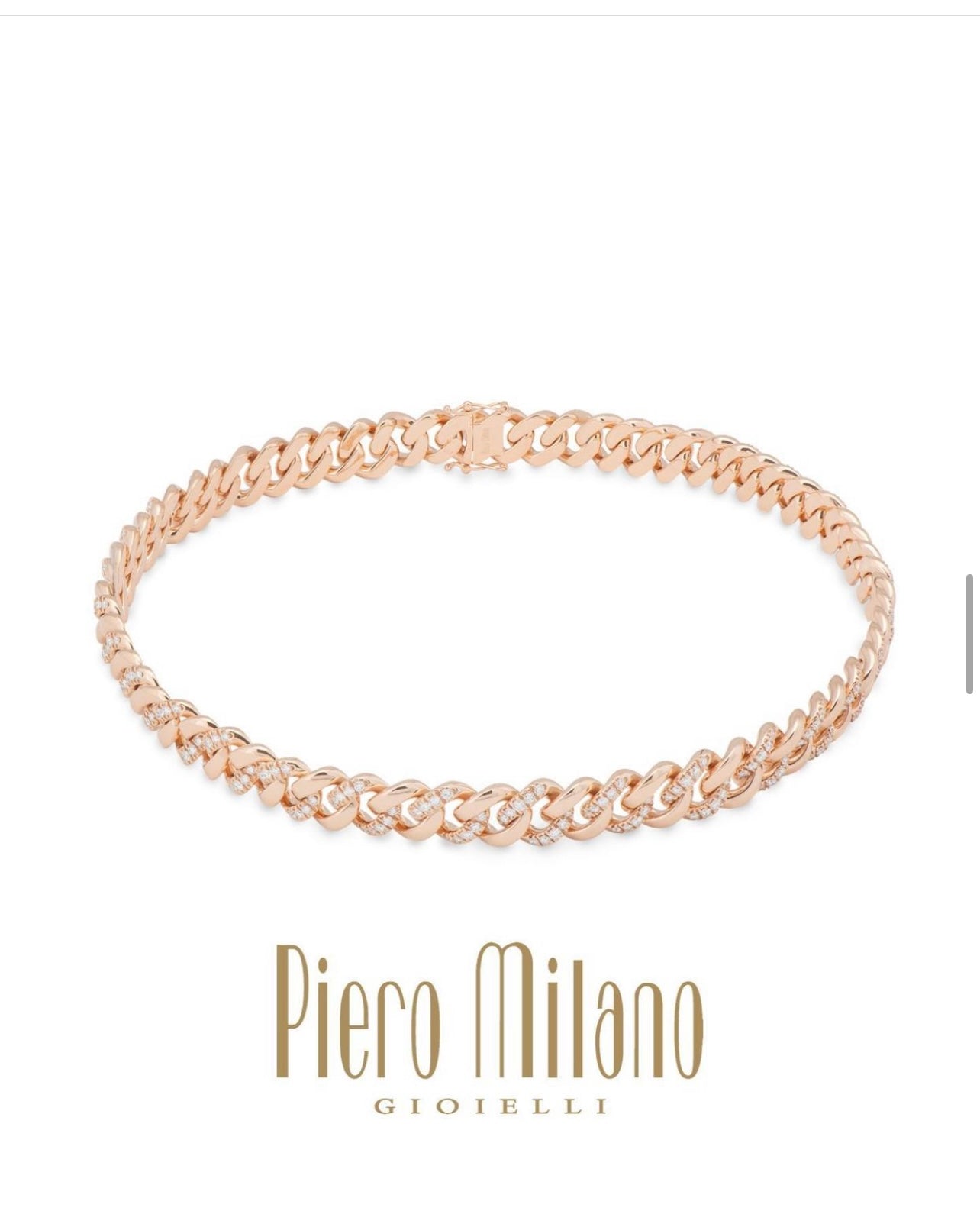 Rose Gold Gourmette necklace with diamonds